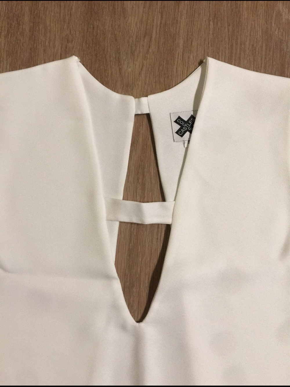 White V-Neck Strap Detail Women's Top